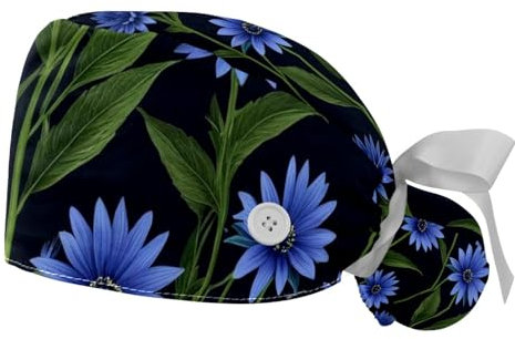 FQURFHY 2 Stücke，OP-Hauben für Frauen，Aquarell Kräuter,Herren OP-Haube，Pflege-Haarnetz,Für die Küche