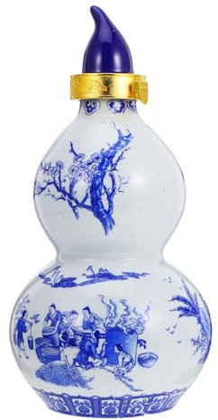 Zerodeko Vintage Jug Traditional Chinese Bottle Sealed Design for Home Bars Parties Elegant and White Decor Antique Wine Gourd for Freshness Flavor