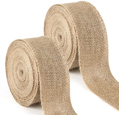 GXFCING Juteband 5 cm brett, 20 meter burlap presentband, vintage dekorband juteband för presentförpackning, gör-det-själv-hantverk, bröllopsdekoration, juldekoration, bukettdekoration