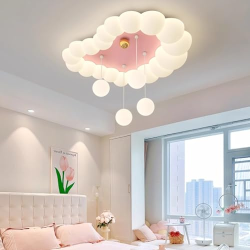 Harpochten Deckenleuchte LED Dimmbar Deckenlampe Mit Fernbedienung Modern Wolken Design Mädchen Jungen Schlafzimmer Kinderzimmer Pendelleuchte Für Babyzimmer Kindergarten Kreative Innenbeleuchtung(Pin