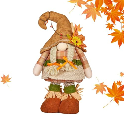 Gnomo Autunnale Con Gambe Allungabili | Decorazioni per Il Ringraziamento e Le Vacanze - Gnomi in Piedi per Un Felice Autunno