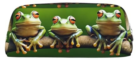 ASPOIJHN Funny Frogs Vielseitiges Leder-Federmäppchen, stilvolle Aufbewahrungstasche für Schule, Büro, Schreibwaren, Kosmetiktasche, Münzen, Organizer, silber, Einheitsgröße, Krawattenetui