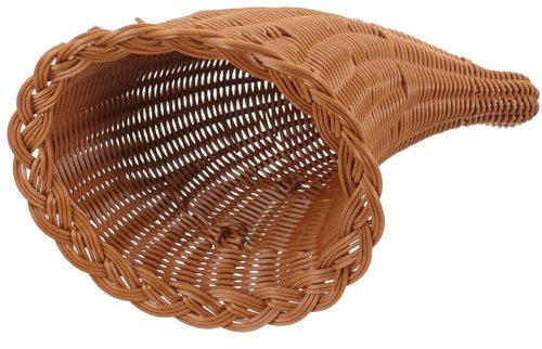 RORPOIR Cesta Tejida Cornucopia Decorativa Multifuncional 28x18.5x3.5 Cm Color Miel para Fruta Pan Aperitivos y Soporte Alimentos