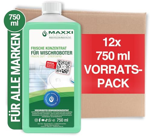 Maxxi Clean | 12x 750 ml detergente per pavimenti con profumo fresco, adatto per tutti i robot pulitori | concentrato universale | liquido detergente per pavimenti, parquet, piastrelle | detergente