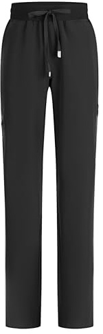 B-well Mauri Scrub Trousers Half Jogger Scrub Bottoms with 7 Pockets and Elastic Waist, Hospital Uniform Trousers with Spandex, Black, XL