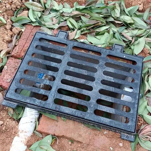 Trough Type Drainage Ditch,Trough Guttering，Large Outdoor Garden Drain Cover, Driveway/Landscape/Parking/Porch Drainage Grate and Base for Sewer Trench Channel Gutter, Ductile Iron Sewerage
