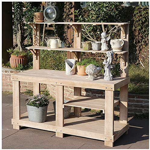 Potting Bench Work Station Outdoor Potting Bench, Patio Garden Work Station Table Gardening Workbench, With Storage Shelf, For Porch, Greenhouse, Backyard, Patio And Balcony