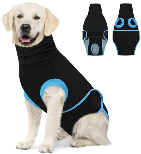 CITÉTOILE Hundebody Nach Op, Body Hunde Nach Kastration Hündin Rüde, Anti-Wundlecken Anzug Hunde, Atmungsaktive Wundschutzanzug Hund Katze, E-Halsband Alternative für Haustiere, Schwarz, L