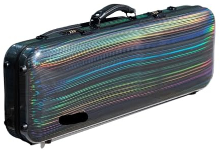 Geigenkasten Geigenkoffer aus Kohlefaser, 4/4-Größe, mehrfarbig, erhältlich mit Notentasche, Codeschloss, wasserdicht, leicht Für den Schutz von Geigen(Rainbow)