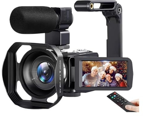 TIEOAXFT Cámara de Video 8K, videocámara Digital de 64 MP, Zoom Digital de 18X, grabadora, Pantalla táctil LCD de 3 Pulgadas, videocámara de grabación portátil(with 32GB Card,1B)