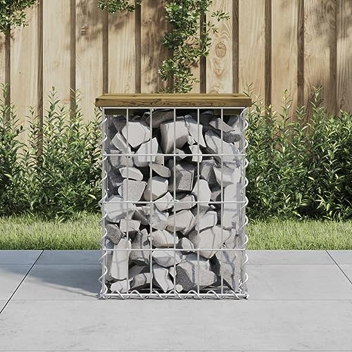WKIEQACO Banc de jardin Gabion 33 x 31 x 42 cm en bois imprégné Pin extérieur