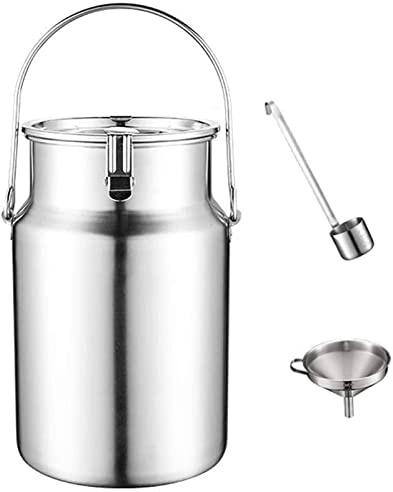 RSBFER Bidone del Latte in Acciaio Inossidabile 304, Secchio per Il Trasporto a Prova di perdite con Coperchio e Maniglia sigillati, Secchio per Vino Multiuso,5L