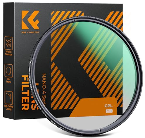 K&F Concept Filtre polarisant circulaire série A avec 24 revêtements verts multicouches HD/hydrophobe/résistant aux rayures CPL filtres pour objectifs d'appareil photo (67 mm)
