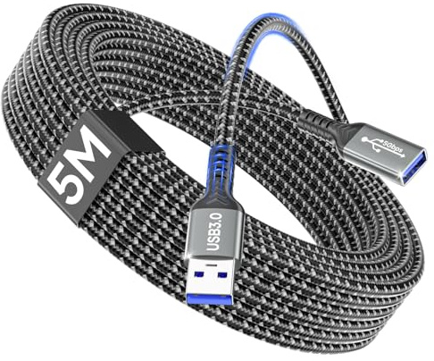 layajia USB 3.0 Extension Cable 5M, USBA Male to A Female USB Extension Cable, 5Gbps High Speed Transfer Extension Lead Compatible with Keyboard, Mouse, U Disk, Printer, Scanner, Gaming Controller