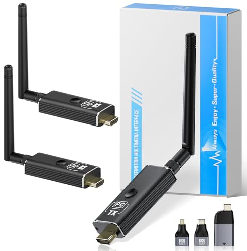 Kit de Transmisor y Receptor HDMI Inalámbrico Moman, 1 Transmisor + 2 Receptores, Entrada 4K a Salida HD 1080P para Video y Audio, 150 m Portátil Plug & Play para PC/Proyector/TV Box/Portátil