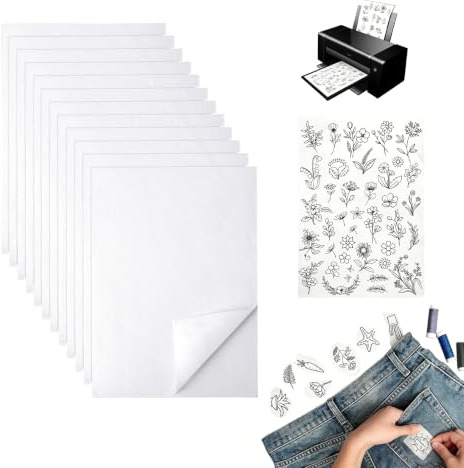 Quorumsg 12 Pezzi Stabilizzatore Ricamo, 30 x 21cm Carta Idrosolubile per Ricamo, Stampabile Autoadesivo Stabilizzatori per Ricamos, per Ricamos a Mano e a Macchina