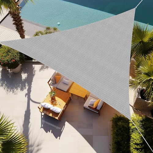 Shade&Beyond Toldo Vela Triangular, 4x6.1x6.1m Protección UV 98%, HDPE, Transpirable, Resistente Vela de Sombra para Patio, Terraza, Exterior o Balcón, Gris
