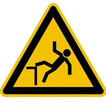 Indigos UG Aufkleber Warnung vor Absturzgefahr Warnschild, 40 cm - selbstklebender Sicherheits Aufkleber für Tür oder Wand - Warnschild für Gebäude, Hotel, Büro, Firma, Haus, Praxis