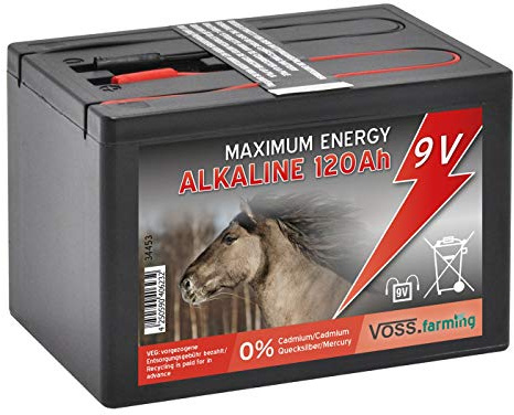 Batteria 9 V VOSS.farming Alcalina 120AH, per elettrificatori da recinzione elettrica, piccola