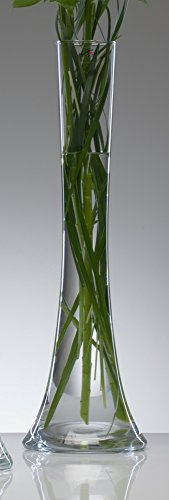Sandra Rich, Vaso in vetro Big Solifleur concavo, trasparente, tagliato a caldo, 40 cm di altezza, diametro: 11 cm, Vetro, clear, 50 cm