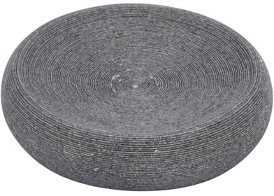 WENKO Seifenschale Goa, hochwertige Seifenablage aus schwerem Kunststein (Polyresin), im natürlichen Stein-Look, Ø: 12,8 x 3,1 cm, Grau