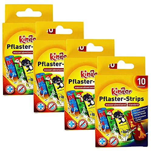 COM-FOUR® 40x Cerotti idrorepellenti per bambini - Strisce di gesso colorato per bambini - Set di cerotti con motivi animali - Testato clinicamente (Animali)