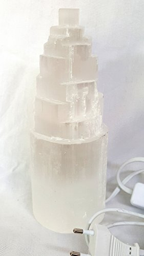 Artigianato Lampada Selenite Circa h 20 cm