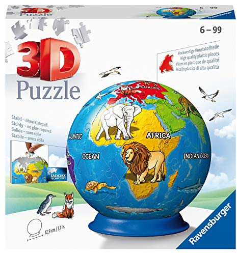 Ravensburger 3D Puzzle 11840 - Puzzle-Ball Kindererde - Puzzleball aus dreidimensionalen Puzzleteilen - Globus für Kinder ab 6 Jahren