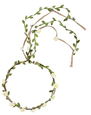 FRCOLOR Blomsterkrans Hårband Handgjord Floral Wreath För Fotografi Allergivänlig Och Elegant Design För Födelsedagsfester Bröllop Och Strandaktiviteter Krämsfärgad