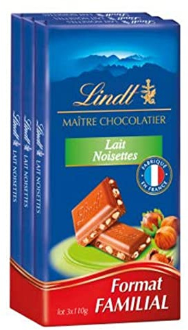 Lindt Avellanas de chocolate con leche, 3 pastillas de 110 g