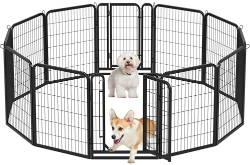 Yaheetech 12Panneaux Parc pour Chien 80cm Chenil Enclos en Métal avec Porte
