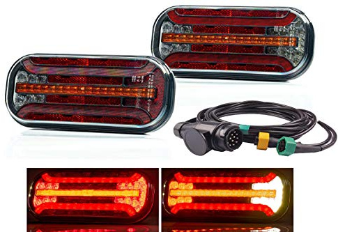 Fristom LED Rückleuchten 12V / 24V dynamische Blinker, 5 m Kabelsatz mit 13 pol. Stecker