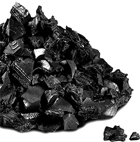 NuPlay Rubber Mulch Landscaping Bark – Rubber Nugget Weed Barrier Garden Ground Cover, 1 Pack, Black