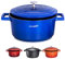 casserole avec couvercle, Aluinimum, heavy duty, plus léger que la fonte, faitout à induction, résistant au four (blue, 24 cm)