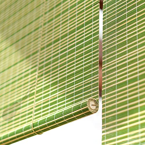 ZH-VBC Grün Weiß Bambus Rollo Jalousine Bambusrollo, Lichtfilter-Rollläden für Den Außenbereich, Innenhof und Tür, mit Lifter, 60cm / 80cm / 100cm / 120cm / 140cm Breit,80x200cm