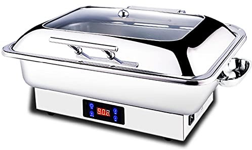 Scaldavivande in Acciaio Inox per Buffet, Elettrico Scalda Vivande Piatto Riscaldante con Touch Screen e Coperchio di Visualizzazione, 9L 13L Chafing Dish per Servizi di Catering Buffet e Feste