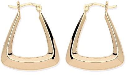 9ct Yellow Gold on Silver Handbag Creole Hoop Earrings - Large