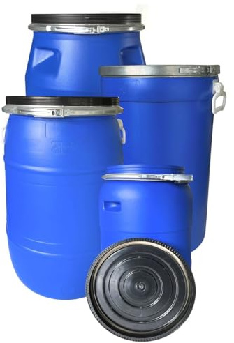 JARDIN202 - Bidón de plástico con boca ancha de 30L | hermetico cierre ballesta| Alimentario