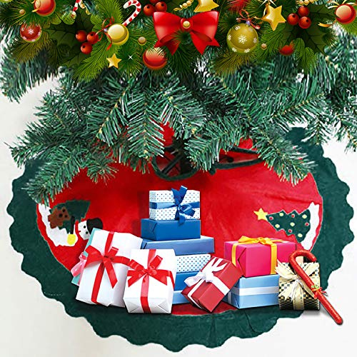Weihnachtsbaum Rock Runde Baumdecke Weihnachtsbaumdecke Rund Weihnachtsbaum Decke Groß Fell Christbaumdecke Christbaumständer Teppich Baumdecke Weihnachtsbaum Deko, 90cm, Rot