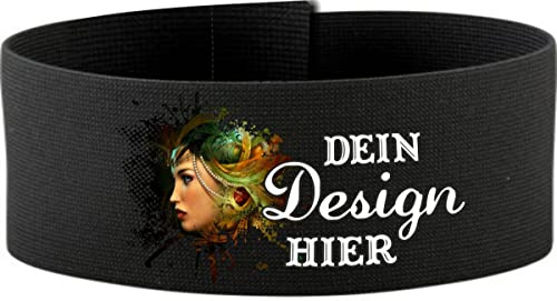 Kleiner Fratz Klett Armbinde 5 cm personalisiert mit deinem Wunschtext oder Logo (Farbe schwarz) (Gr. 3XL - 35-45 cm)