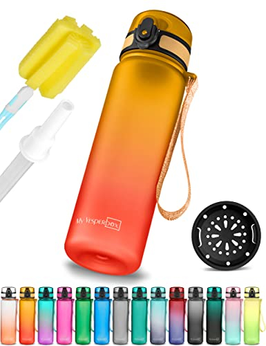 My Vesperbox Minny Kinder-Trinkflasche 500ml – Auslaufsicher & BPA-frei – inkl. Ersatzdichtung, Reinigungsbürste, Fruchtsieb & optionalem Strohhalm – Ideal für Schule, Kindergarten & Sport