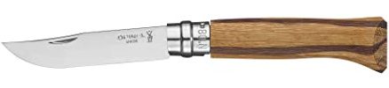Opinel No. 08 Snake Klappmesser mit Holzgriff aus Guyana mit Maserung einer Schlange, Klingenlänge: 8,5 cm, 254633