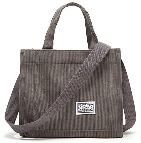 Niction Kleine Umhängetasche für Damen, stilvolle Handtasche für Damen, Cord, Hobo-Tasche, modische Umhängetasche, Handtasche, GRAU, Einheitsgröße