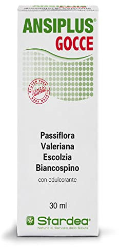 Ansiplus Gocce | Integratore Alimentare | Passiflora | Valeriana | Escolzia | Biancospino | Per Favorire il Rilassamento Fisiologico e Controllare l'ansia e lo Stress | Flacone 30 ml | Stardea