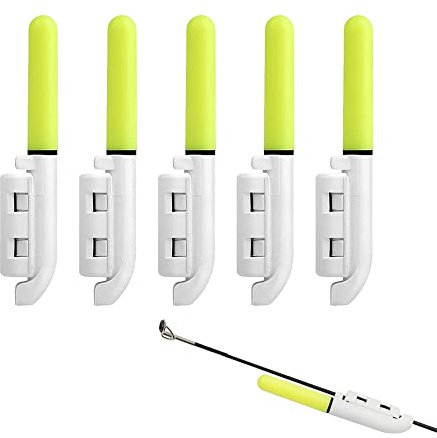 soonbuy 5pcs Campana di allarme di pesca, lampada a incandescenza a led, bastoncini luminosi impermeabili con fibbia, allarme morso di pesca notturna per canna da pesca in mare verde