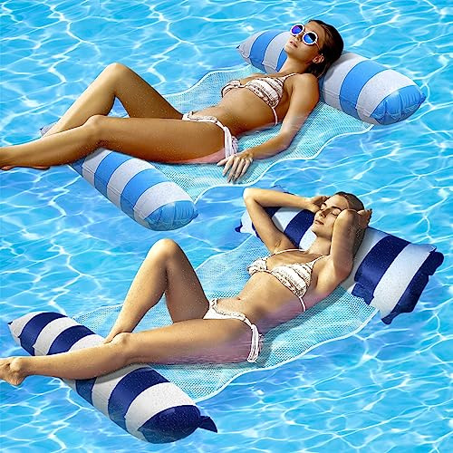 BNGXR Aufblasbares Schwimmbett, Zusammenklappbar Aufblasbare Hängematte, Wasser Hängematte 4-in-1Loungesessel Pool Lounge luftmatratze für Erwachsene und Kinder,135 x 70cm