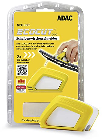 ADAC ECOCUT pro – Scheibenwischer Schneider inkl. Schwamm – Wischblattschneider zum Nachschneiden von allen gängigen Wischerblättern geeignet – Alternative zu Ersatzwischblättern