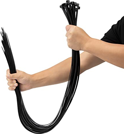 XINGO - Bridas para cables negras resistentes, 25 unidades, 1200 mm x 9 mm de largo con una resistencia a la tracción ultra fuerte de 80 kg, bridas para cables grandes y extra largas resistentes a los