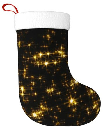 HAHAFU Gold Schwarz Weihnachtsstrumpf Große Personalisierte Drucken Flauschige Hängende Socken Für Weihnachtsdekorationen