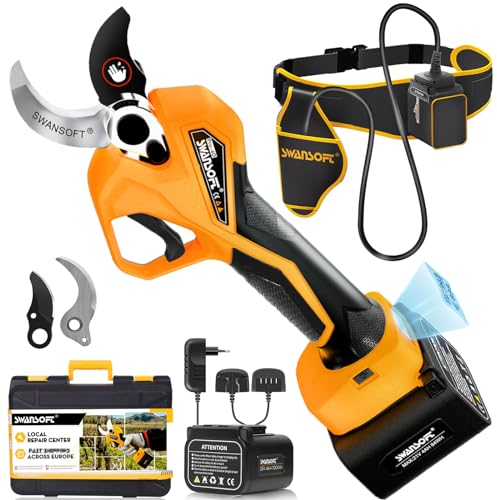 [Modello Multifunzione di Alta Gamma]SWANSOFT PRU40 Forbici Potatura a Batteria, Professionali 40mm 21V 1050W 4Ahx2 Cesoi a Batteria Per Potatura Forbice Elettrica Per Potatura